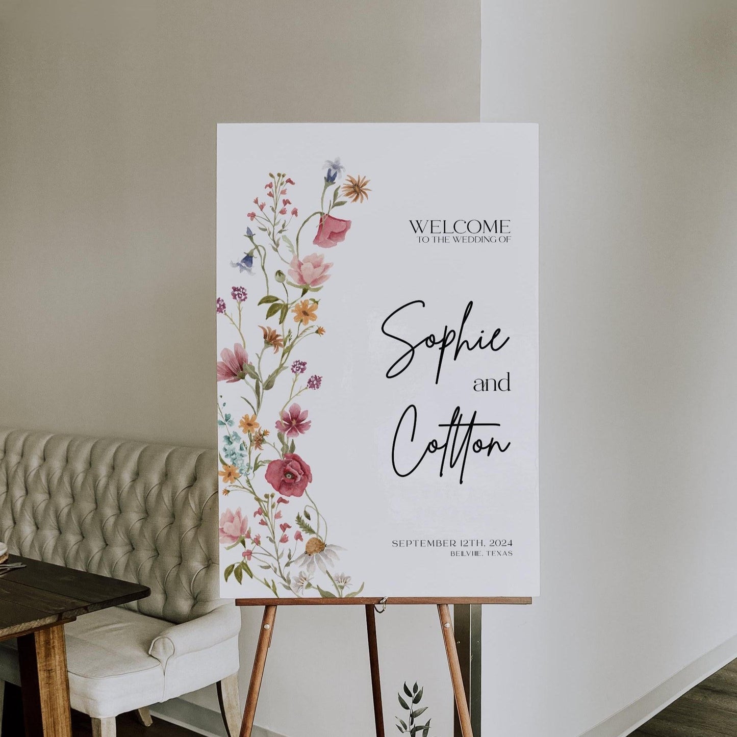 Wildflower Wedding Welcome sign - LovelyTemplatesCo