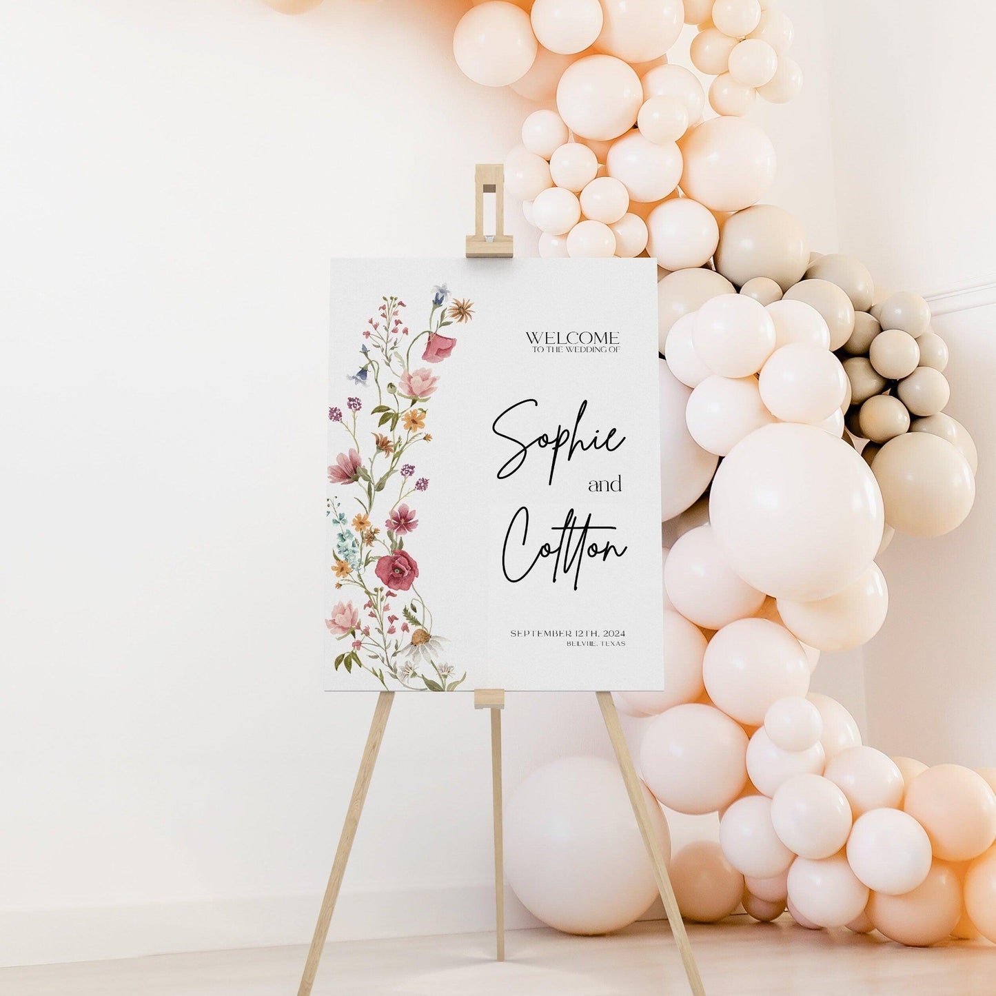 Wildflower Wedding Welcome sign - LovelyTemplatesCo