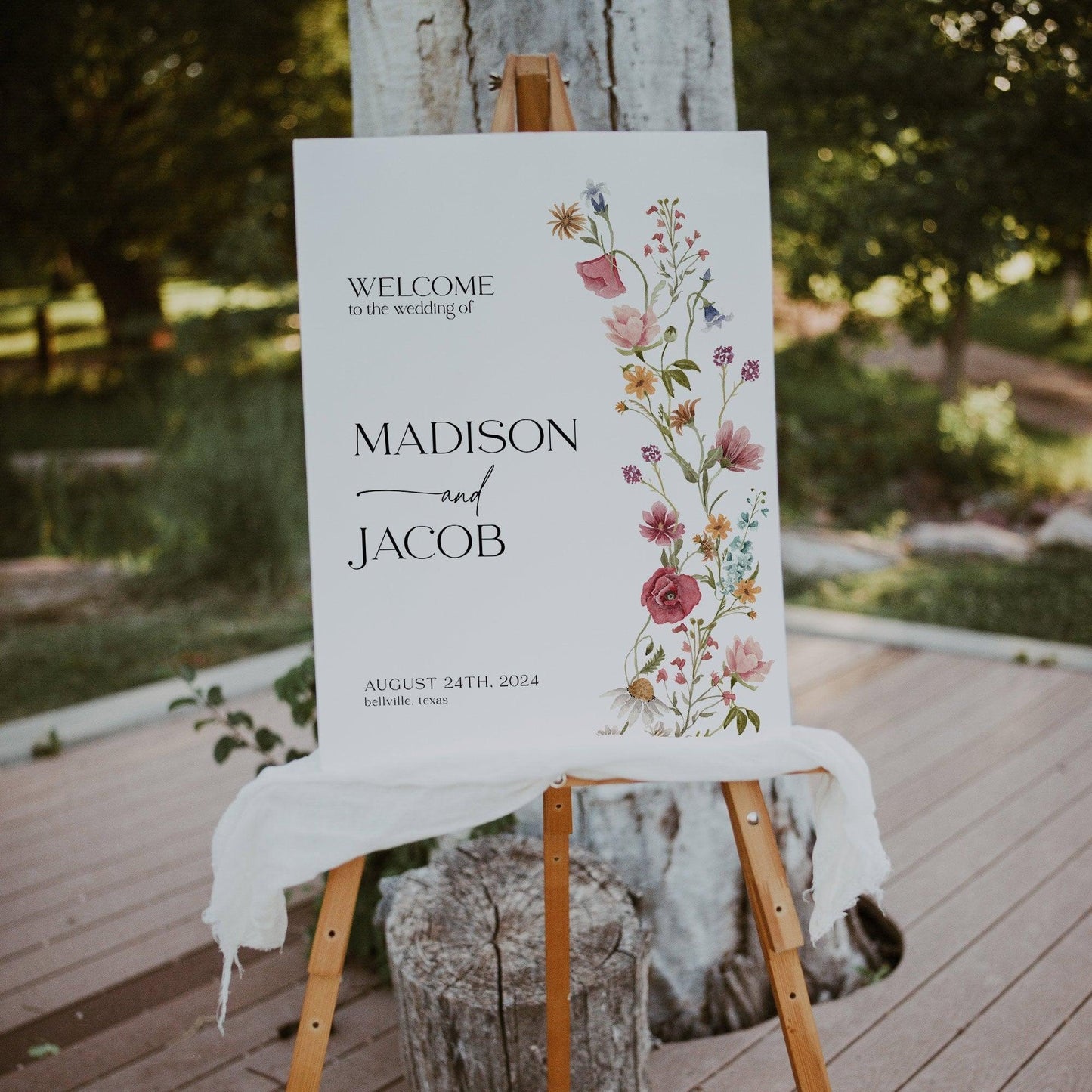 Wildflower Wedding Welcome sign - LovelyTemplatesCo