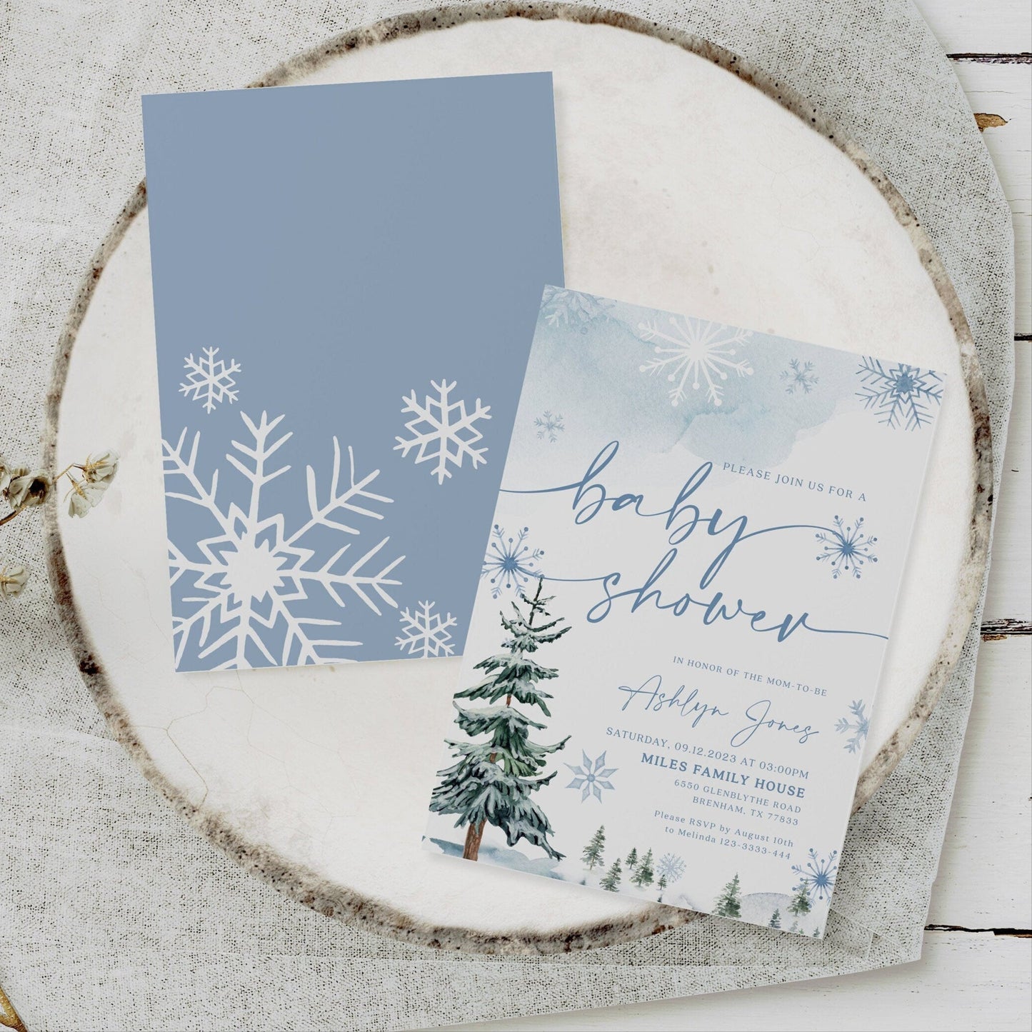 Winter baby shower invitation, Winter Wonderland invitation - LovelyTemplatesCo