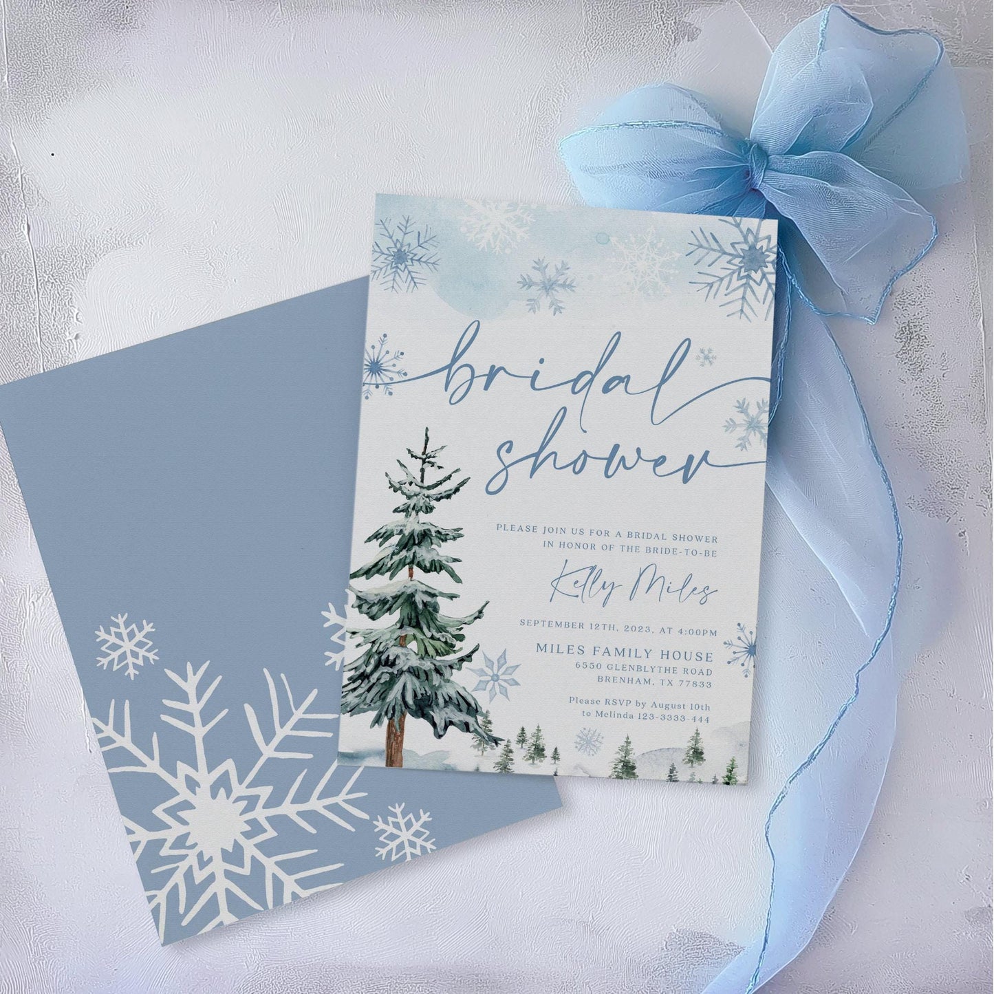 Winter bridal shower invitation, Winter wonderland bridal shower - LovelyTemplatesCo