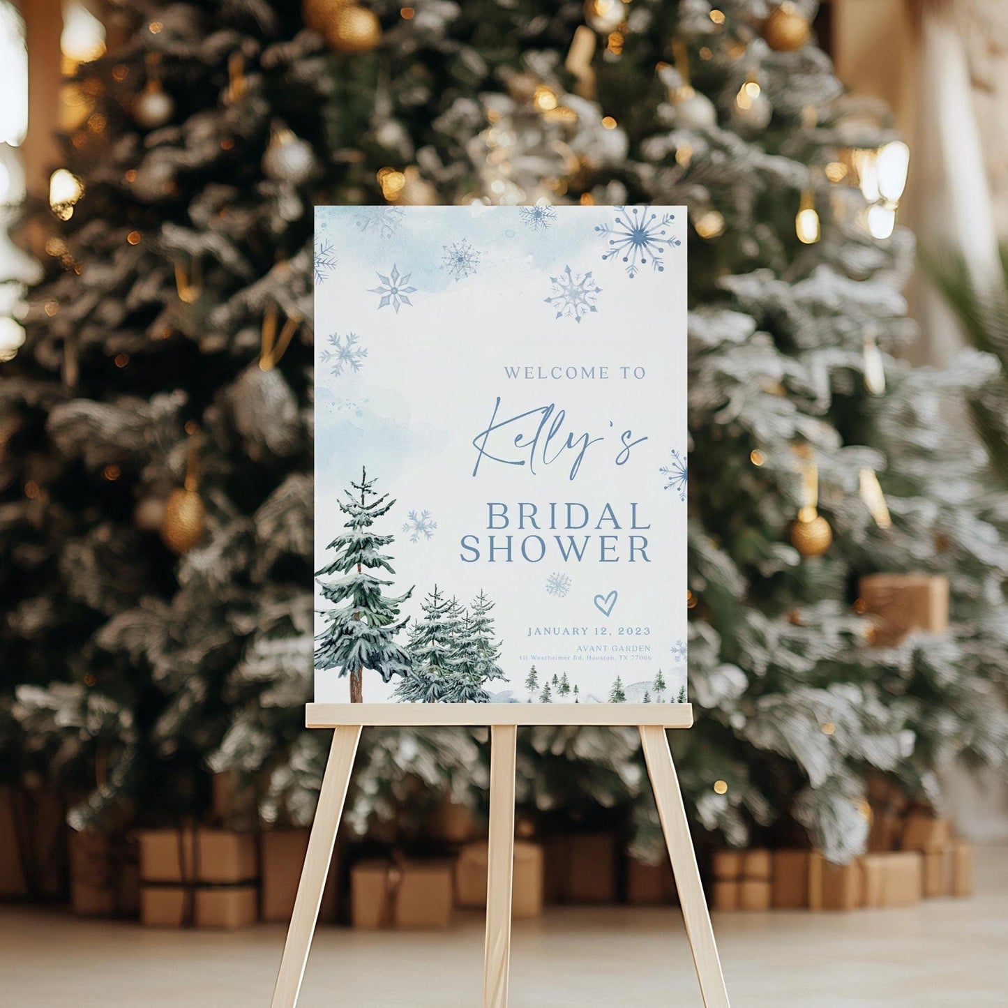 Winter wonderland bridal shower sign - LovelyTemplatesCo