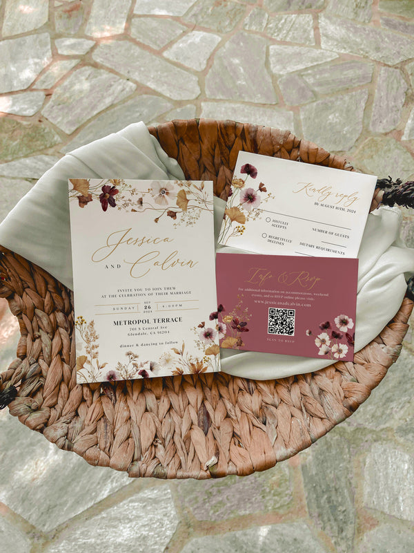Wildflower Floral Wedding Invitation Set