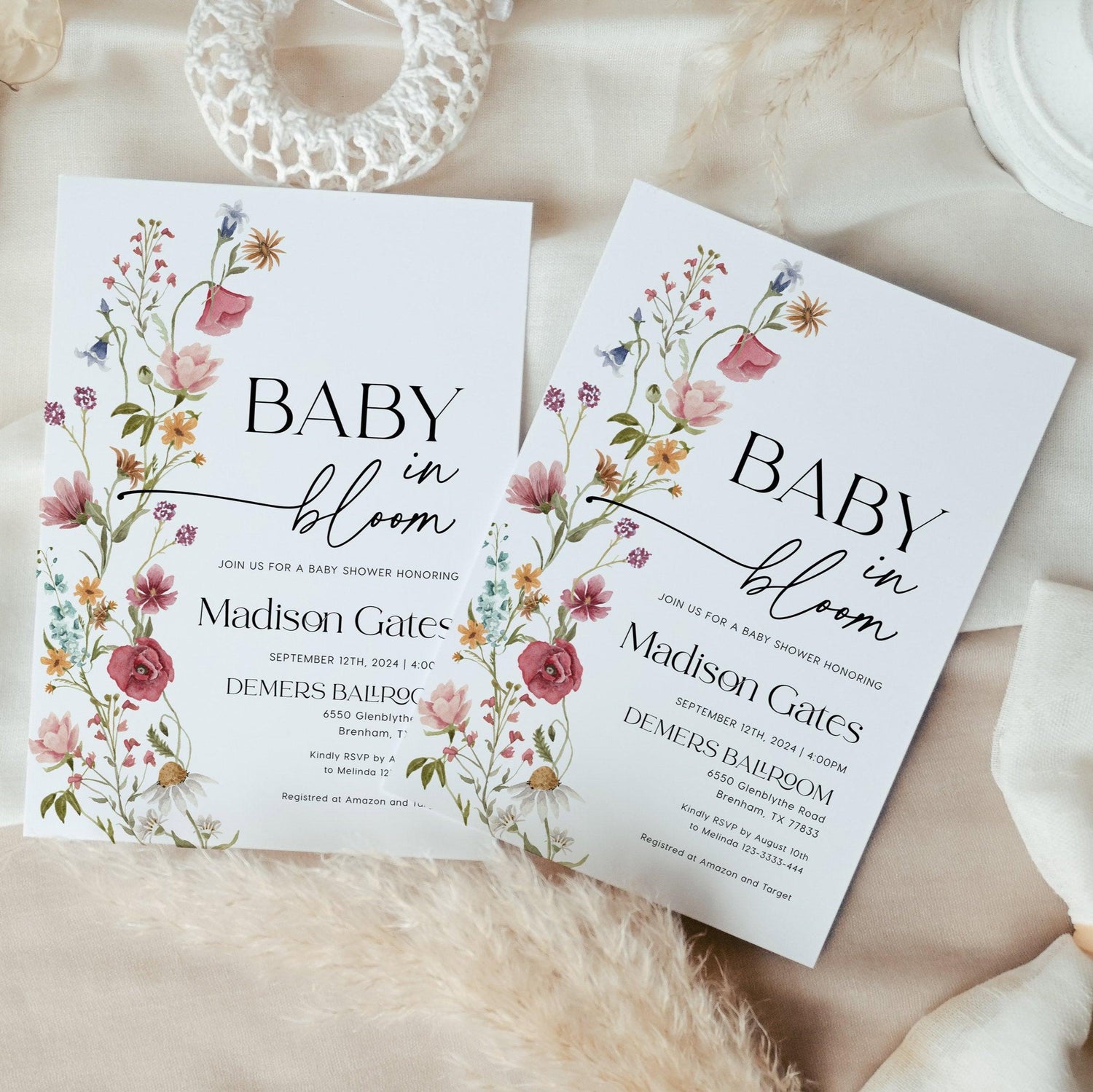 Baby In Bloom Baby Shower Invitation - LovelyTemplatesCo