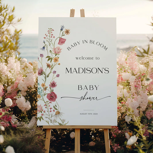 Baby In Bloom - Baby Shower Welcome Sign - LovelyTemplatesCo