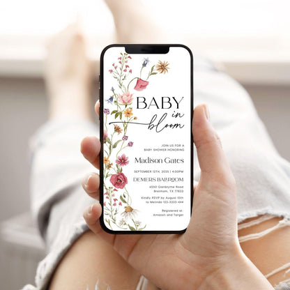 Baby In Bloom Invitation, Digital Baby Shower invitation - LovelyTemplatesCo