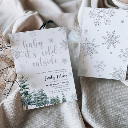 Baby it's cold outside invitation, Winter baby shower, Winter wonderland baby shower - LovelyTemplatesCo