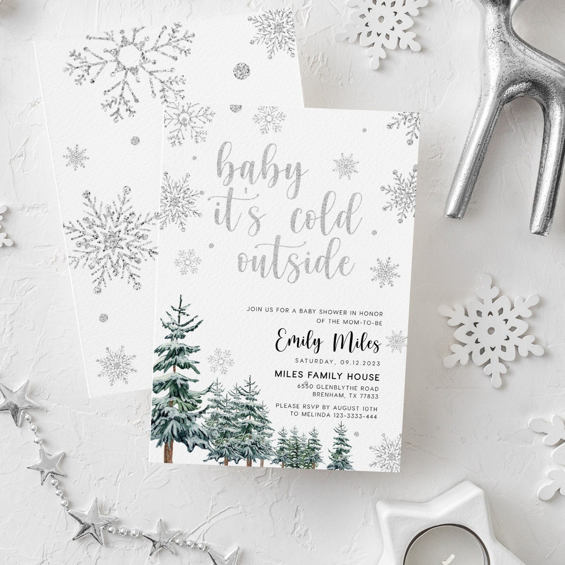 Baby it's cold outside invitation, Winter baby shower, Winter wonderland baby shower - LovelyTemplatesCo