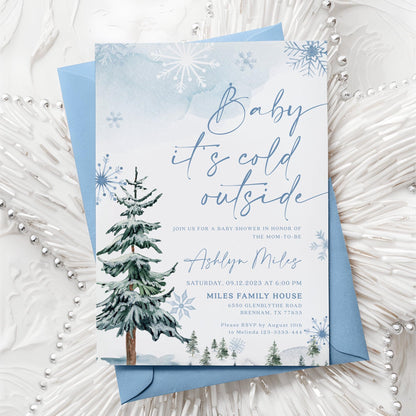 Baby It's Cold Outside Invitation, Winter Wonderland Baby Shower invitation template - LovelyTemplatesCo