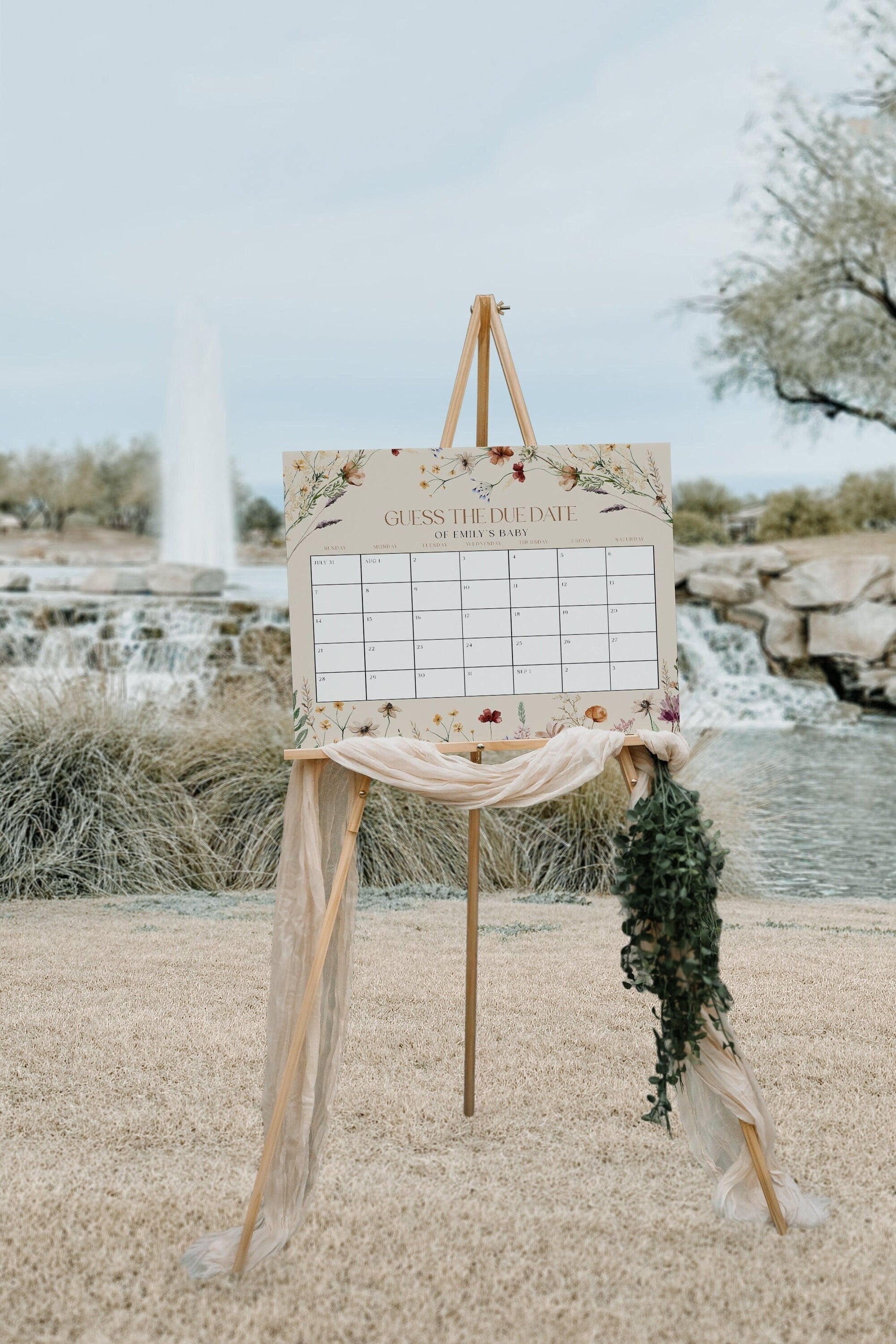 Baby Shower Due Date calendar, Due Date calendar sign template - LovelyTemplatesCo