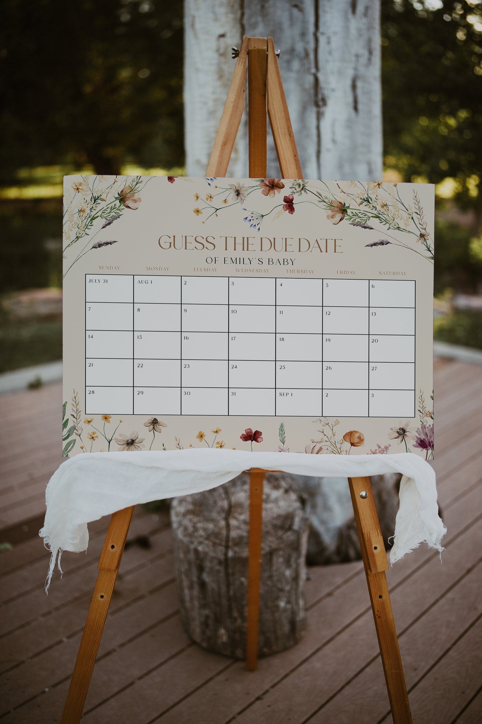 Baby Shower Due Date calendar, Due Date calendar sign template - LovelyTemplatesCo