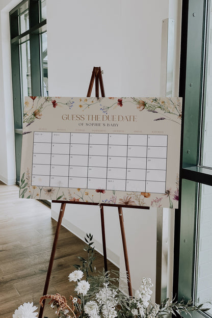 Baby Shower Due Date calendar, Due Date calendar sign template - LovelyTemplatesCo