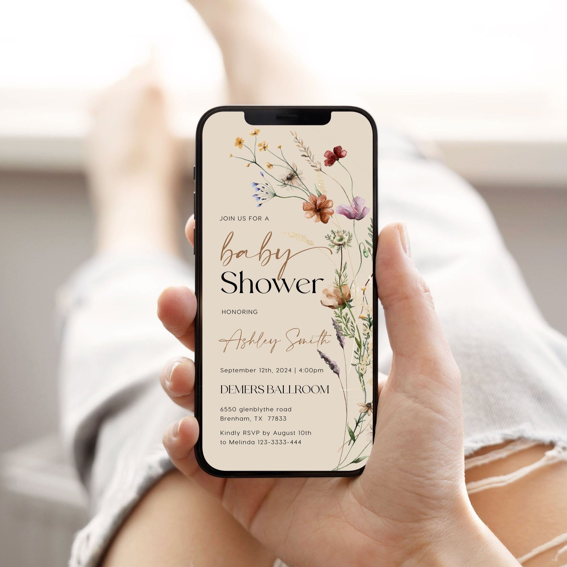Baby Shower E - vite template, Florale Baby Shower Invitation, Digital Invitation - LovelyTemplatesCo
