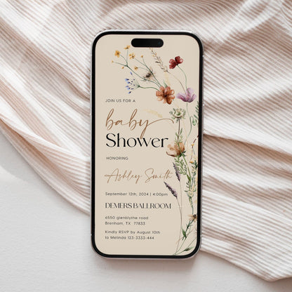 Baby Shower E - vite template, Florale Baby Shower Invitation, Digital Invitation - LovelyTemplatesCo