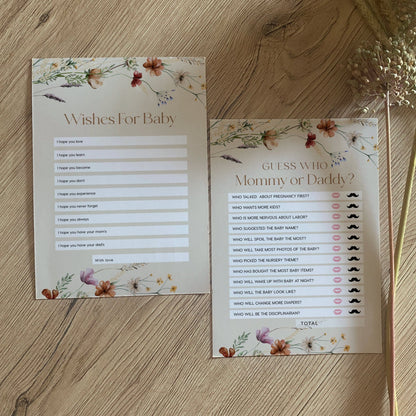 Baby Shower Games bundle, Boho Beige baby Shower games bundle - LovelyTemplatesCo