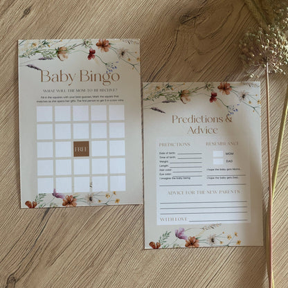 Baby Shower Games bundle, Boho Beige baby Shower games bundle - LovelyTemplatesCo