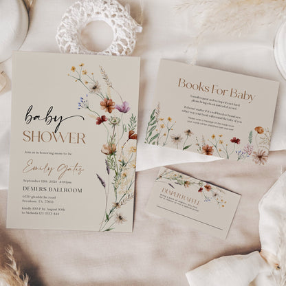 Baby Shower Invitation Bundle | Books for Baby | Diaper Raffle card - LovelyTemplatesCo