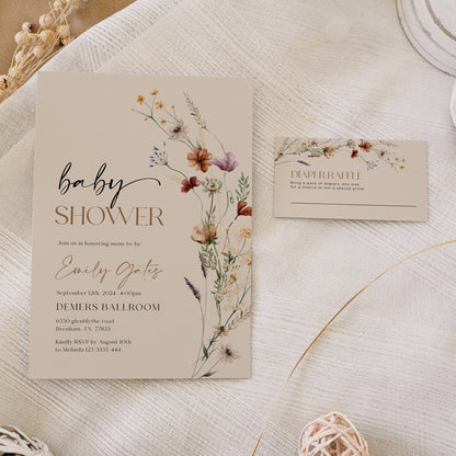 Baby Shower Invitation Bundle | Books for Baby | Diaper Raffle card - LovelyTemplatesCo