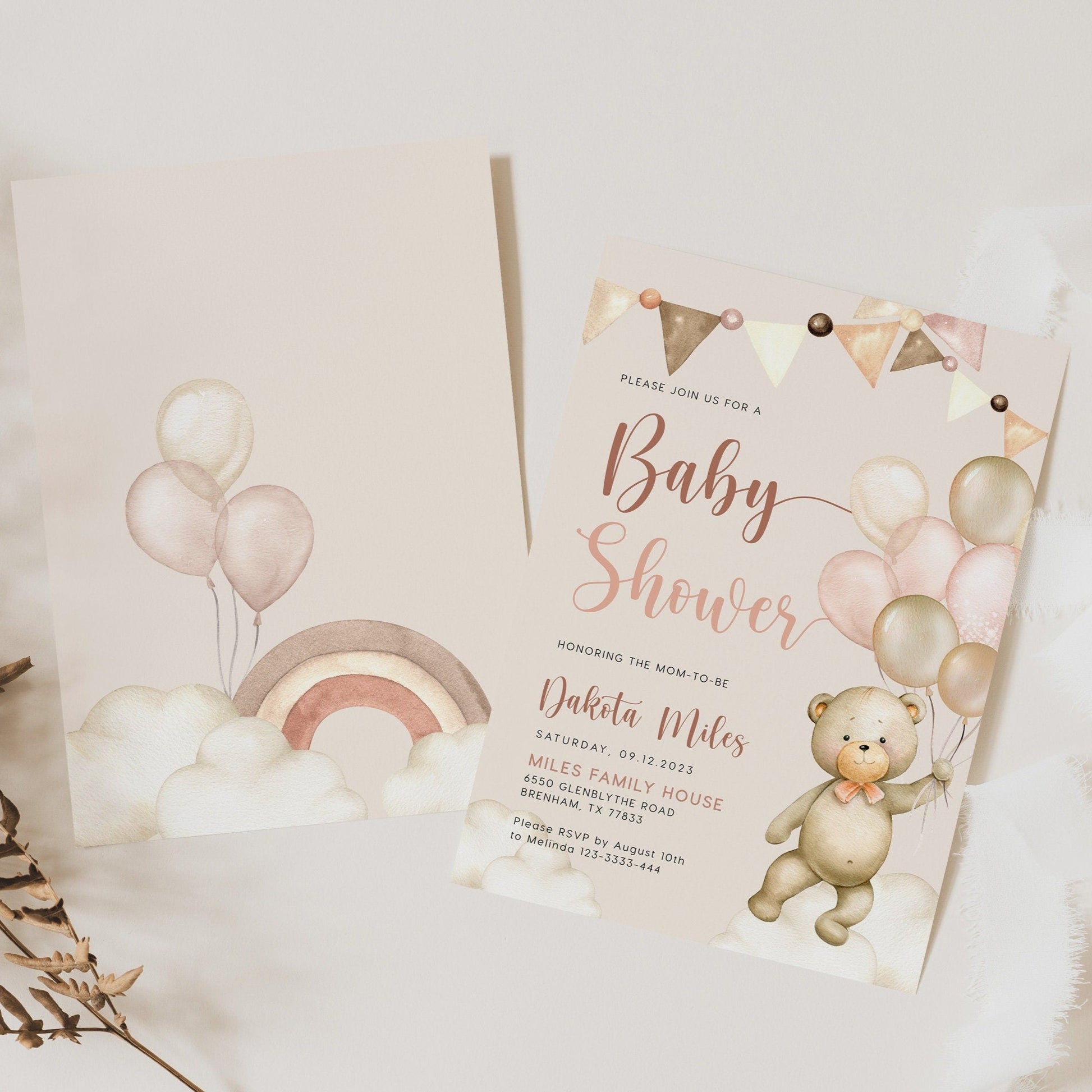 Bear baby Shower invitation, Baby shower invitation template, Neutral baby shower - LovelyTemplatesCo