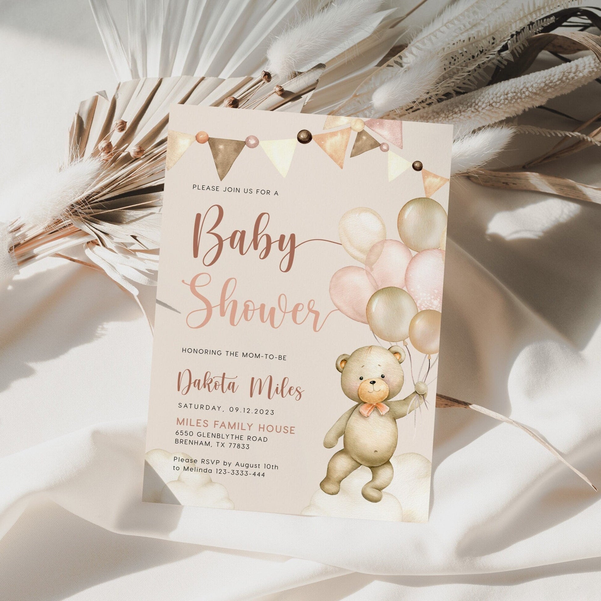 Bear baby Shower invitation, Baby shower invitation template, Neutral baby shower - LovelyTemplatesCo