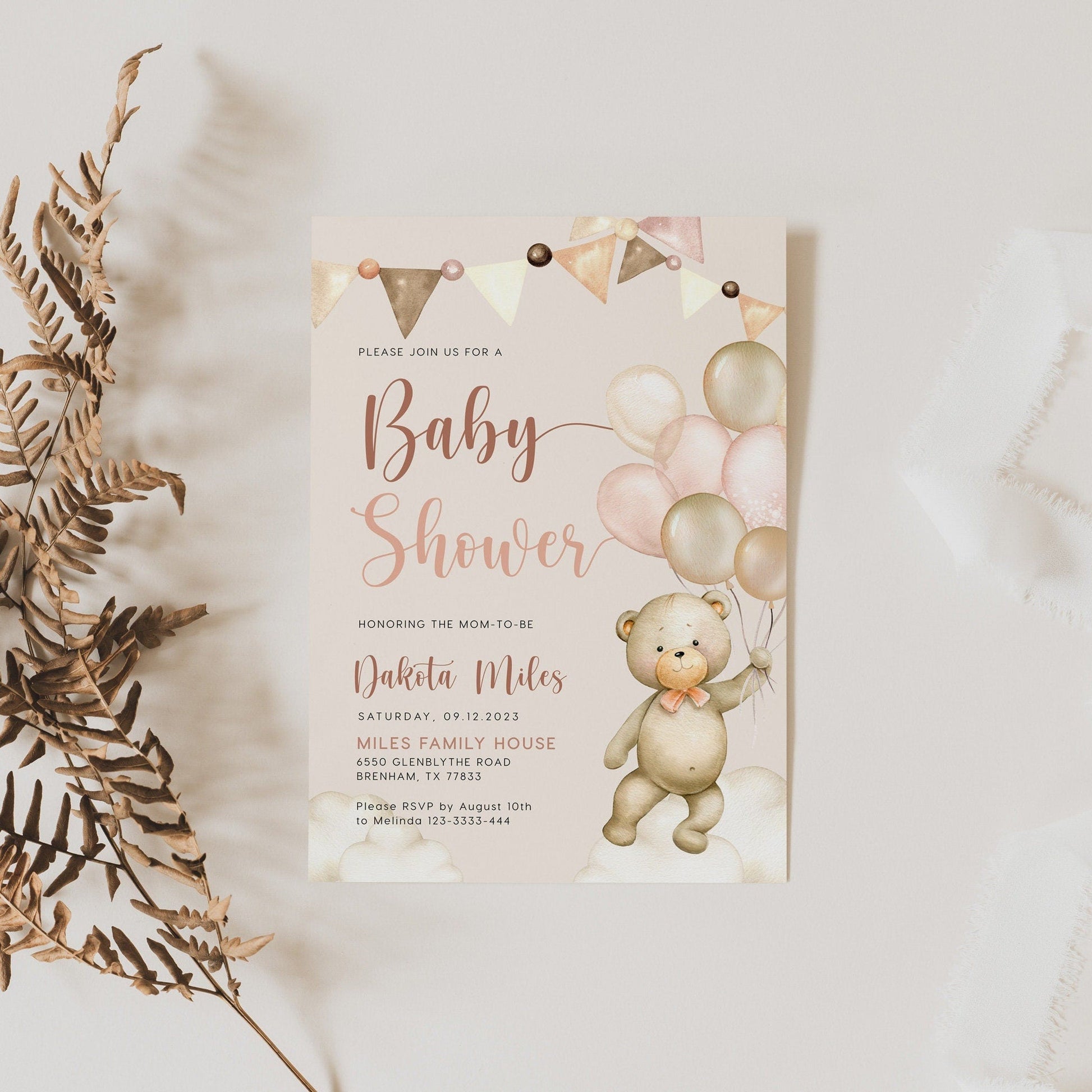 Bear baby Shower invitation, Baby shower invitation template, Neutral baby shower - LovelyTemplatesCo