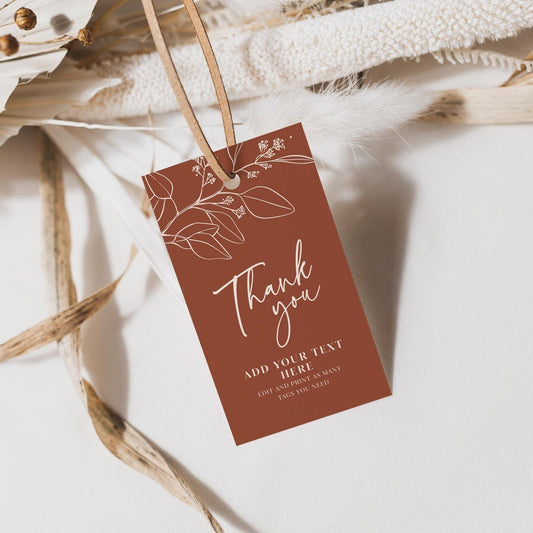 Boho Floral Wedding Gift Tags in Terracotta and Beige Colors - LovelyTemplatesCo