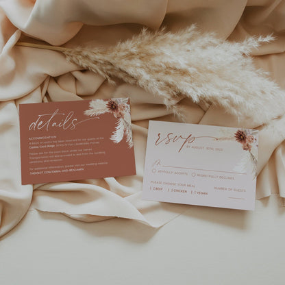 Boho Invitation template, Wedding invitation pampas - LovelyTemplatesCo