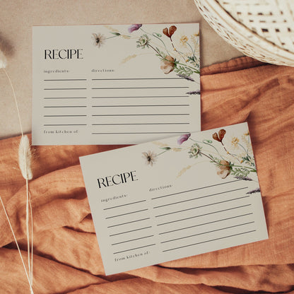 Boho Recipe card, Bridal Shower Recipe card, Recipe card template - LovelyTemplatesCo