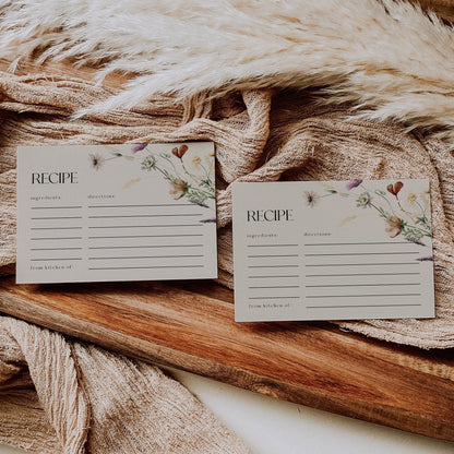 Boho Recipe card, Bridal Shower Recipe card, Recipe card template - LovelyTemplatesCo