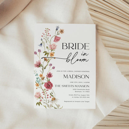 Bride In Bloom Invitation, Wildflower Bridal Shower Invitation - LovelyTemplatesCo