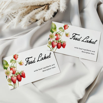 Buffet Card Template | Tent Food labels | Strawberry Baby Shower - LovelyTemplatesCo