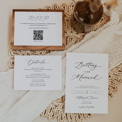 Classic modern wedding invitation template, Minimalist wedding invitation set - LovelyTemplatesCo