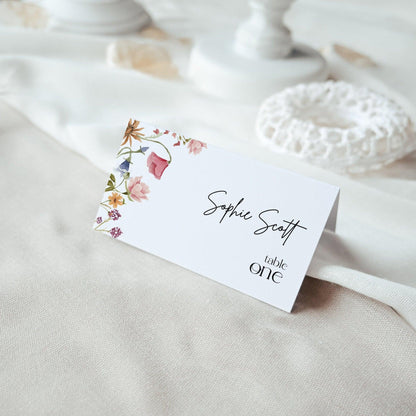 Colorful Wildflower Wedding Place cards - LovelyTemplatesCo