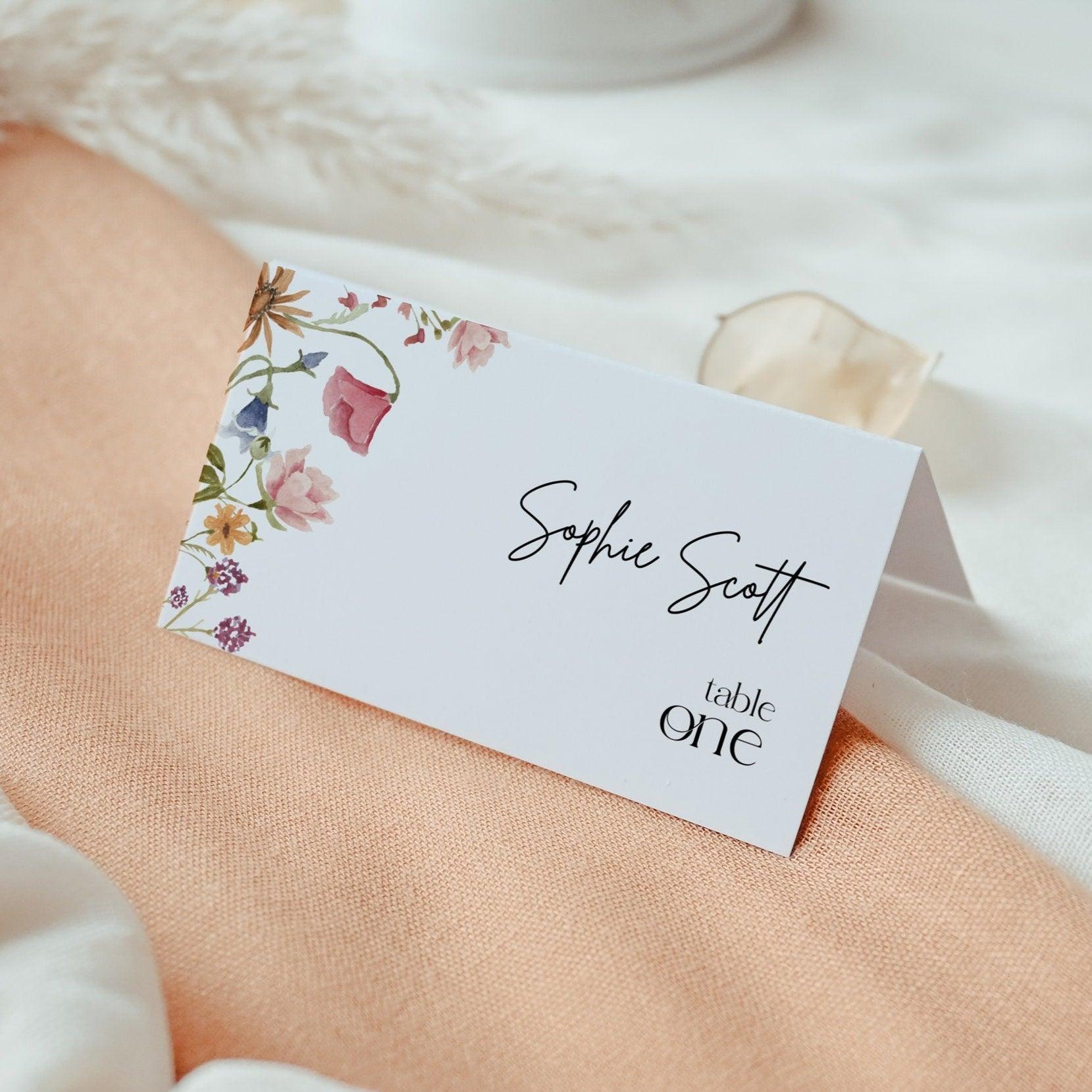 Colorful Wildflower Wedding Place cards - LovelyTemplatesCo