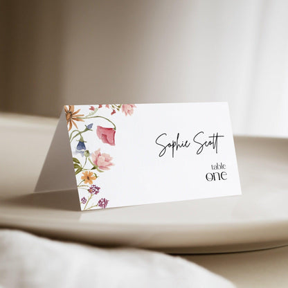 Colorful Wildflower Wedding Place cards - LovelyTemplatesCo