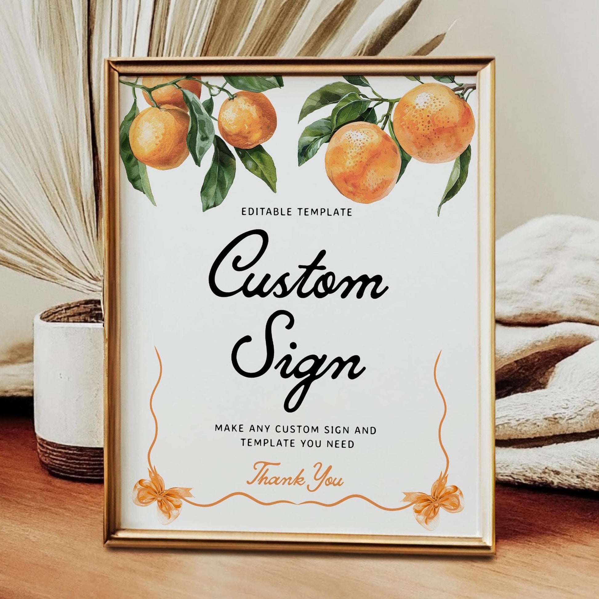 Custom Sign Template | Orange Baby Shower Sign - LovelyTemplatesCo