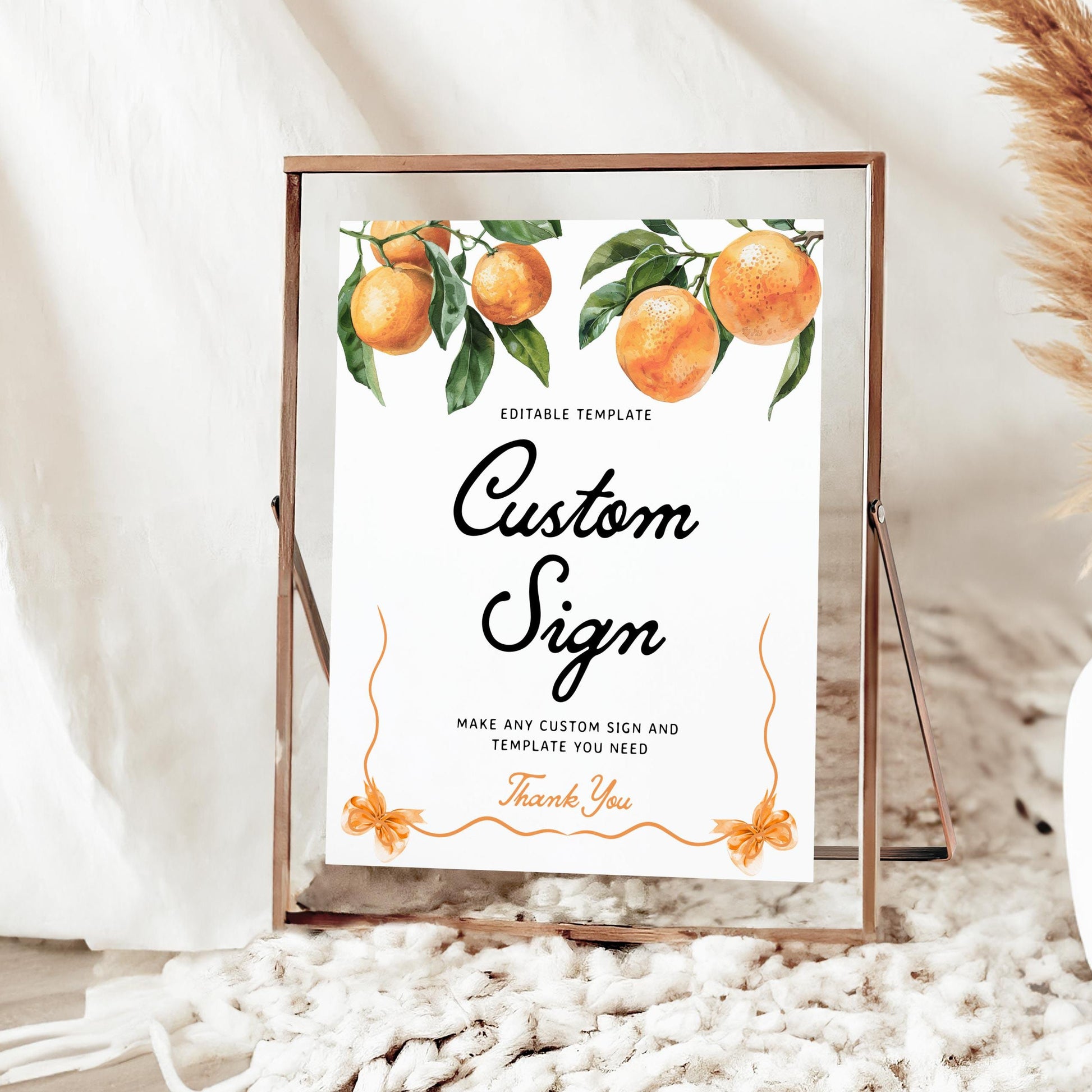Custom Sign Template | Orange Baby Shower Sign - LovelyTemplatesCo
