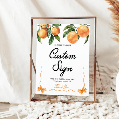 Custom Sign Template | Orange Baby Shower Sign - LovelyTemplatesCo