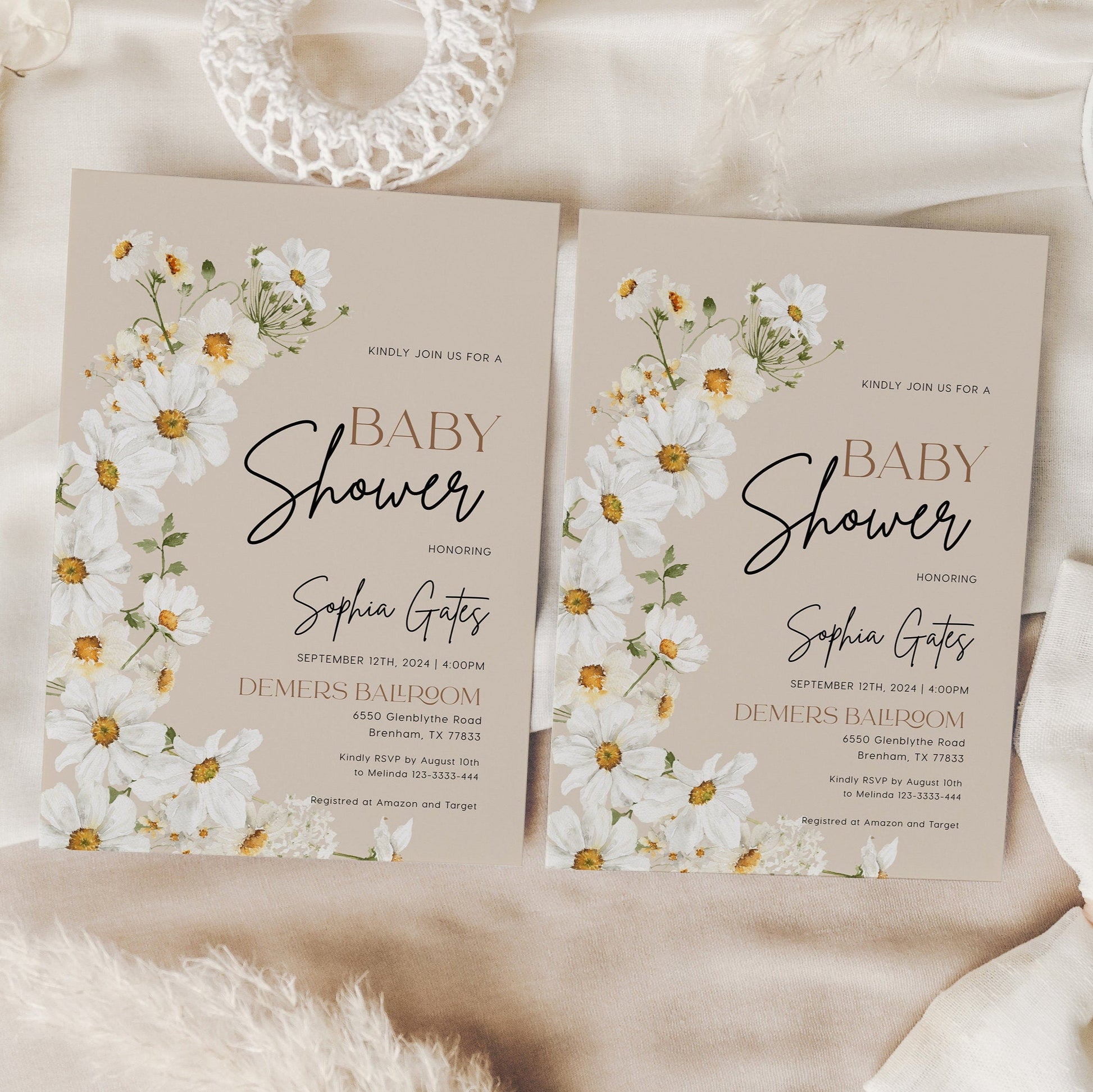 Daisy Baby Shower Invitation - LovelyTemplatesCo