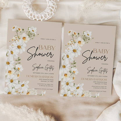Daisy Baby Shower Invitation - LovelyTemplatesCo