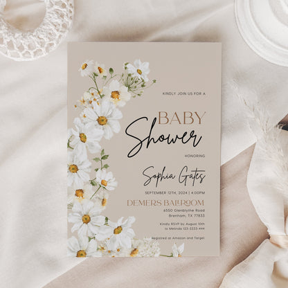 Daisy Baby Shower Invitation - LovelyTemplatesCo