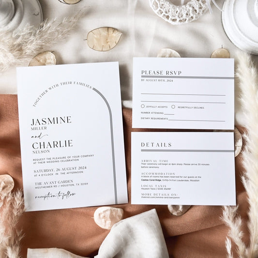 Editable minimalist wedding invitation template - LovelyTemplatesCo