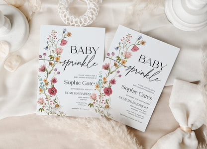 Elegant Boho Wildflower Baby Sprinkle Invitation - LovelyTemplatesCo