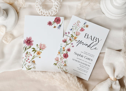 Elegant Boho Wildflower Baby Sprinkle Invitation - LovelyTemplatesCo