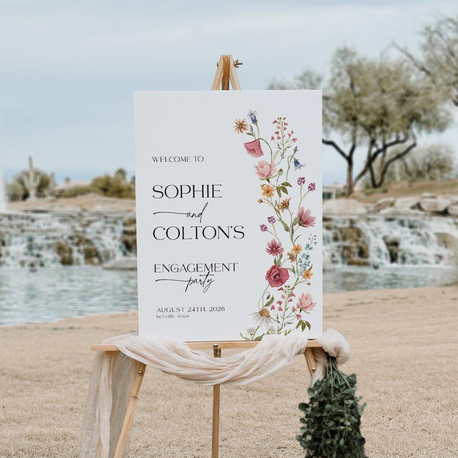 Engagement Party Floral Welcome sign - LovelyTemplatesCo