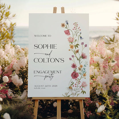 Engagement Party Floral Welcome sign - LovelyTemplatesCo