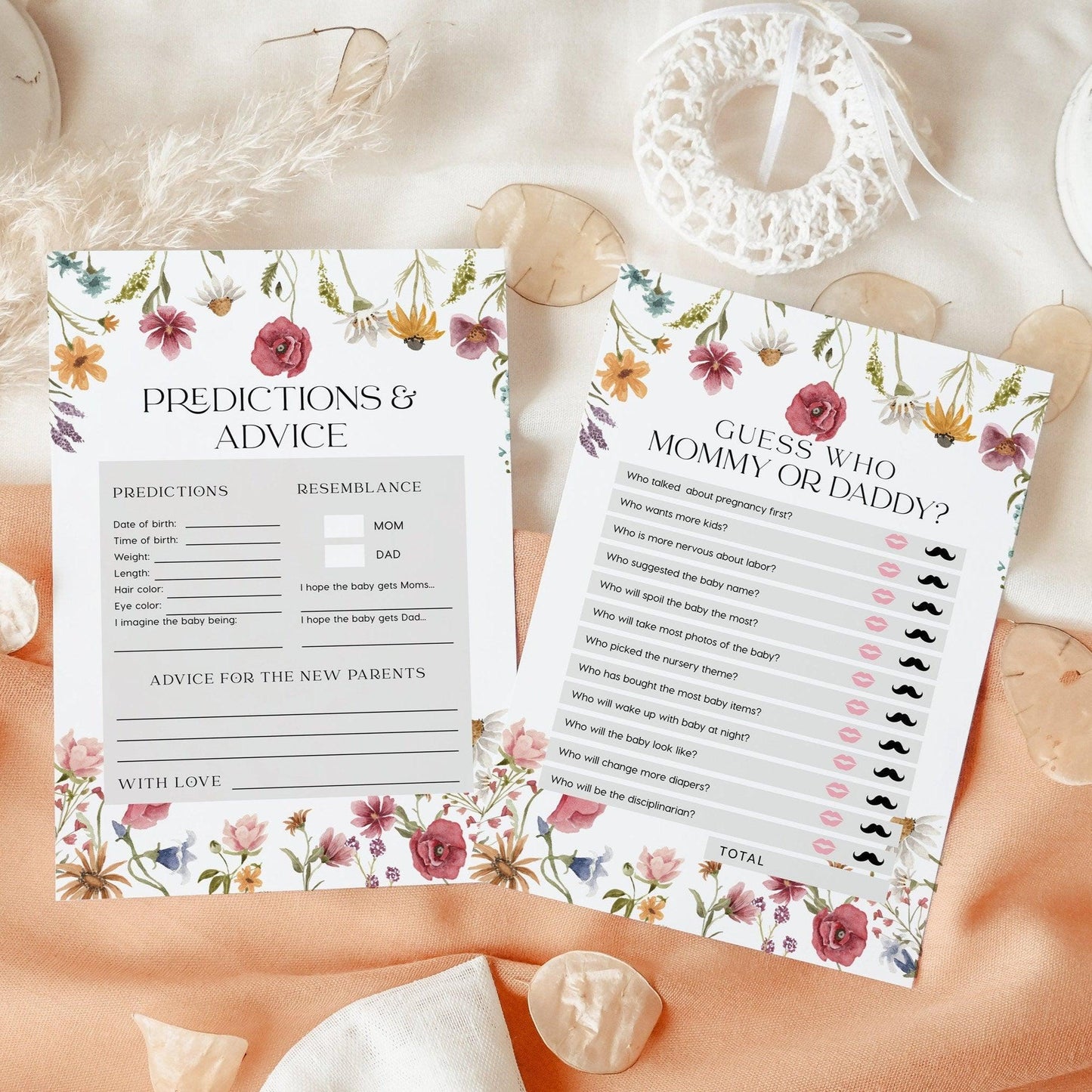 Floral Baby Shower Games Bundle - LovelyTemplatesCo