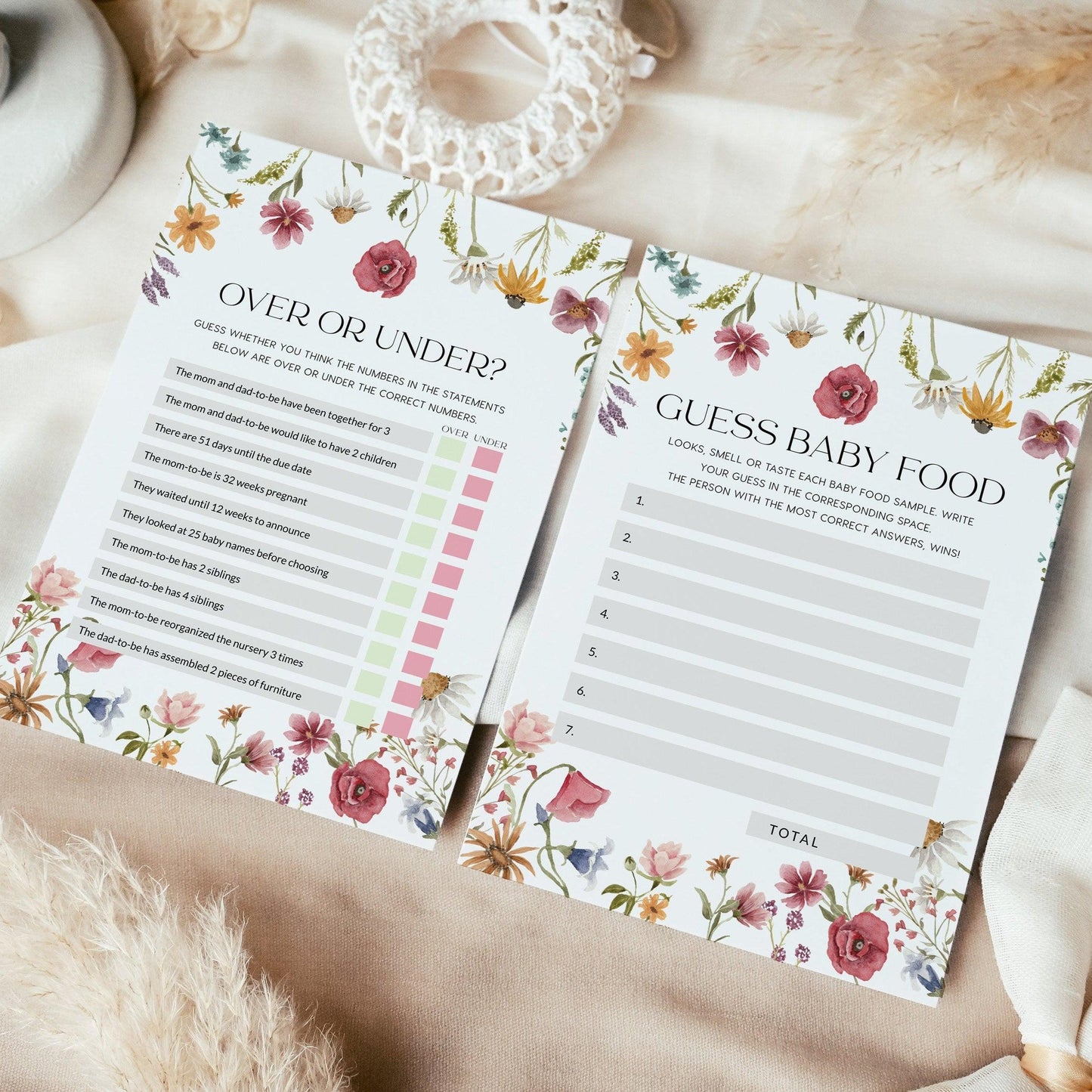 Floral Baby Shower Games Bundle - LovelyTemplatesCo