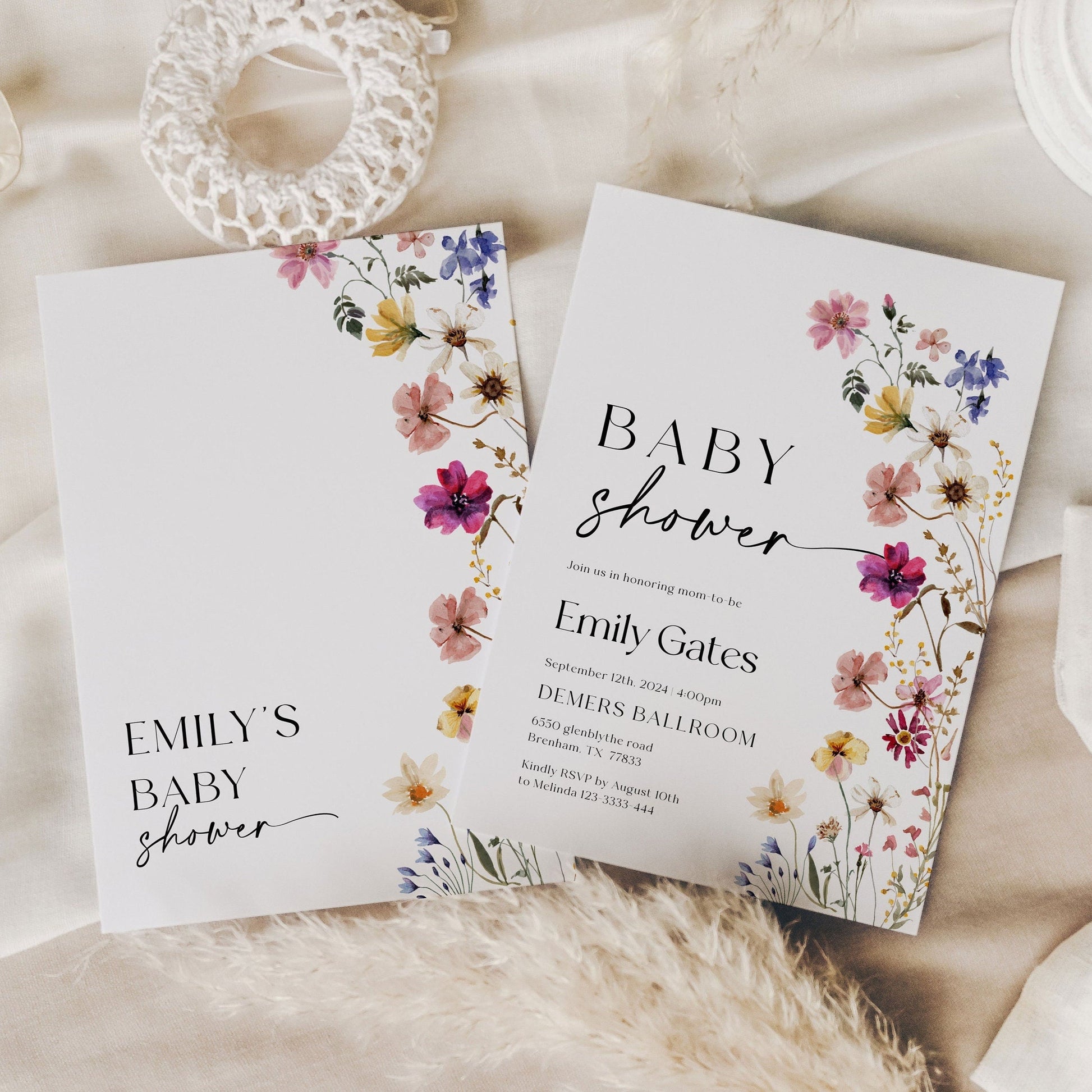 Floral Baby Shower Invitation, Colorful Wildflower Baby Shower template - LovelyTemplatesCo