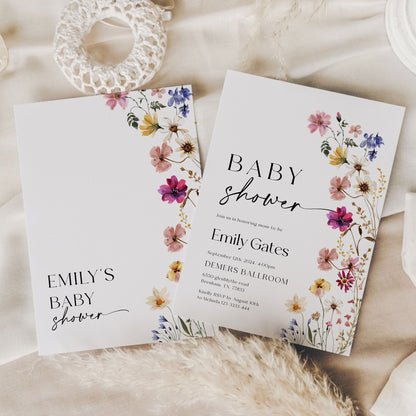 Floral Baby Shower Invitation, Colorful Wildflower Baby Shower template - LovelyTemplatesCo